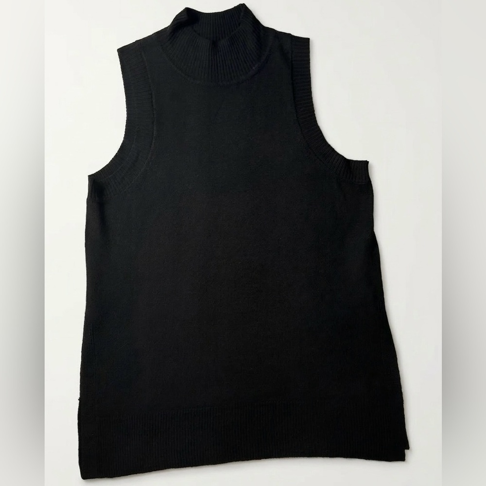 Ophelia Roe Sleeveless Black Turtleneck Mini Dress with Side Slit - Picture 2 of 13